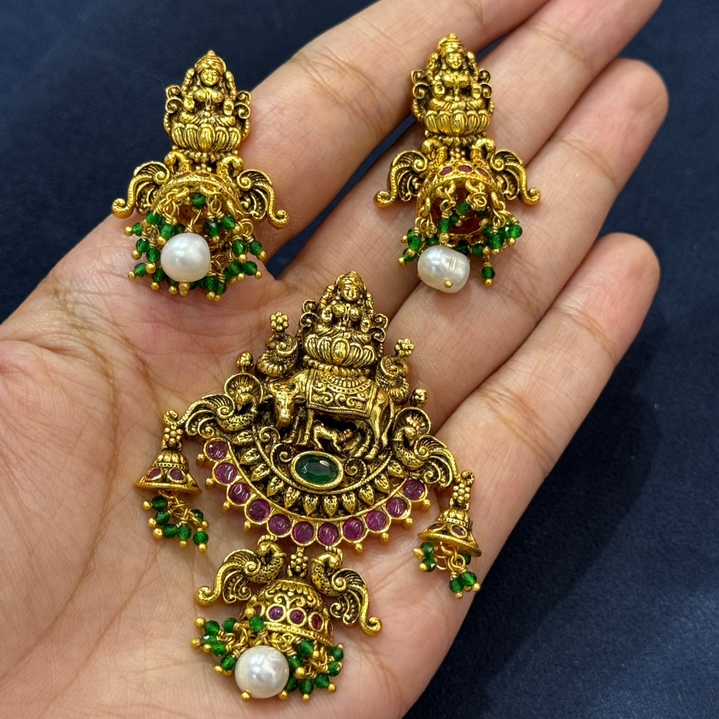 Multicolor Temple Pendant Set