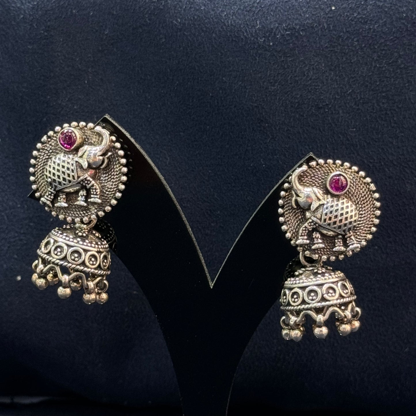 Elephant Oxidised Jhumka Earrings