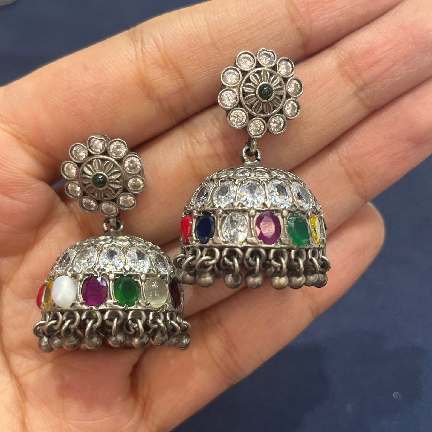 Navratan Jhumka Earrings