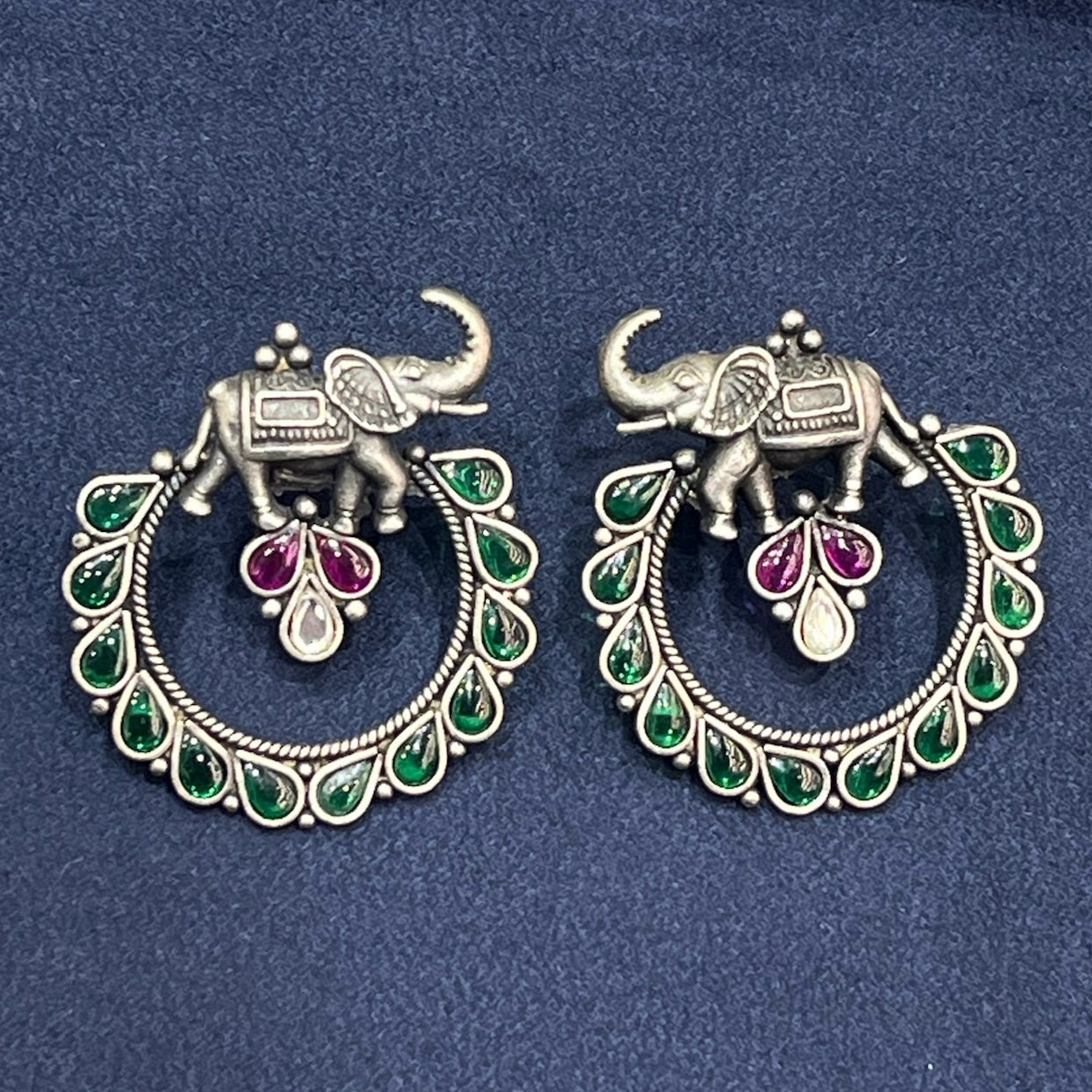 Elephant Motif Oxidised Earring