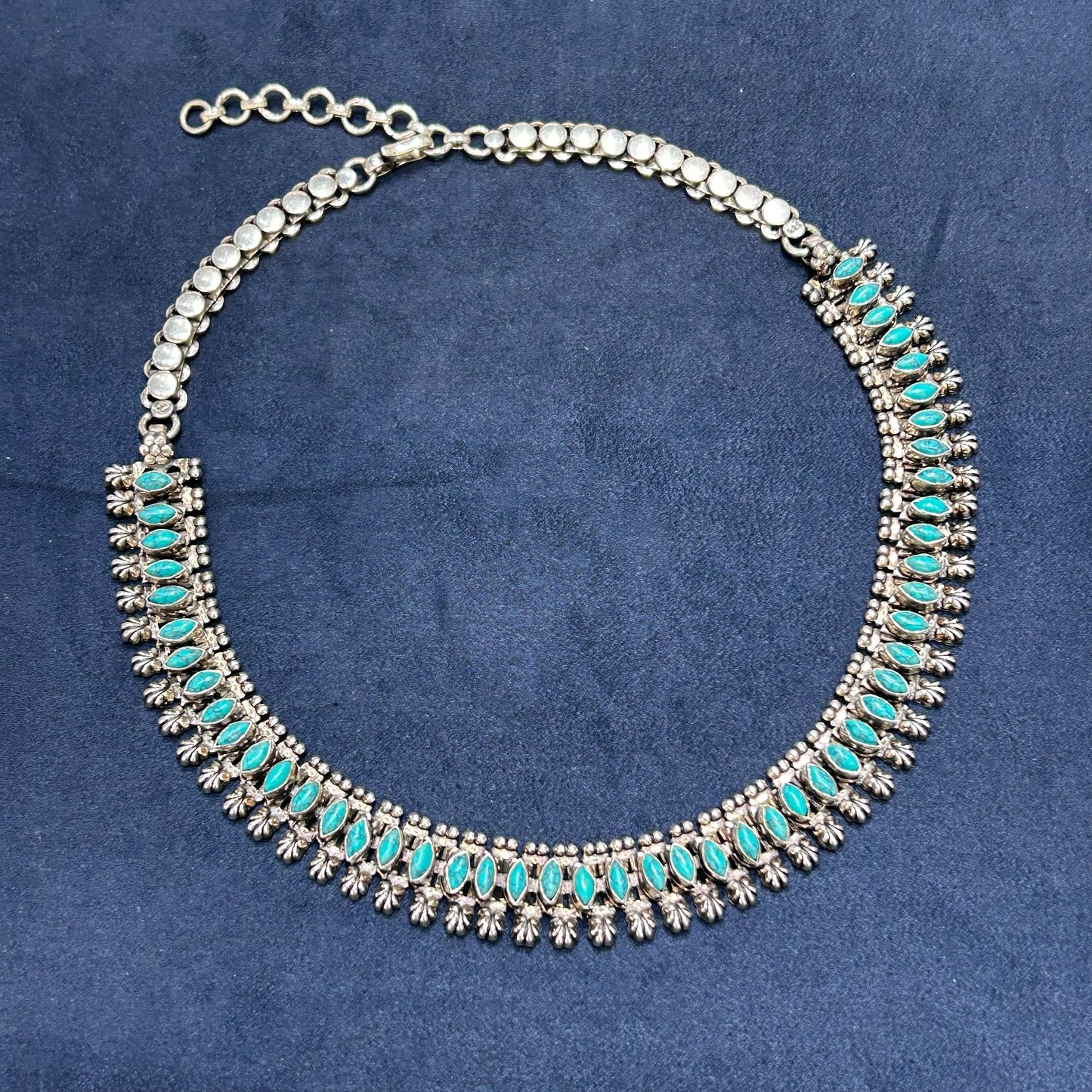 Intricate Turquoise Oxidised Necklace
