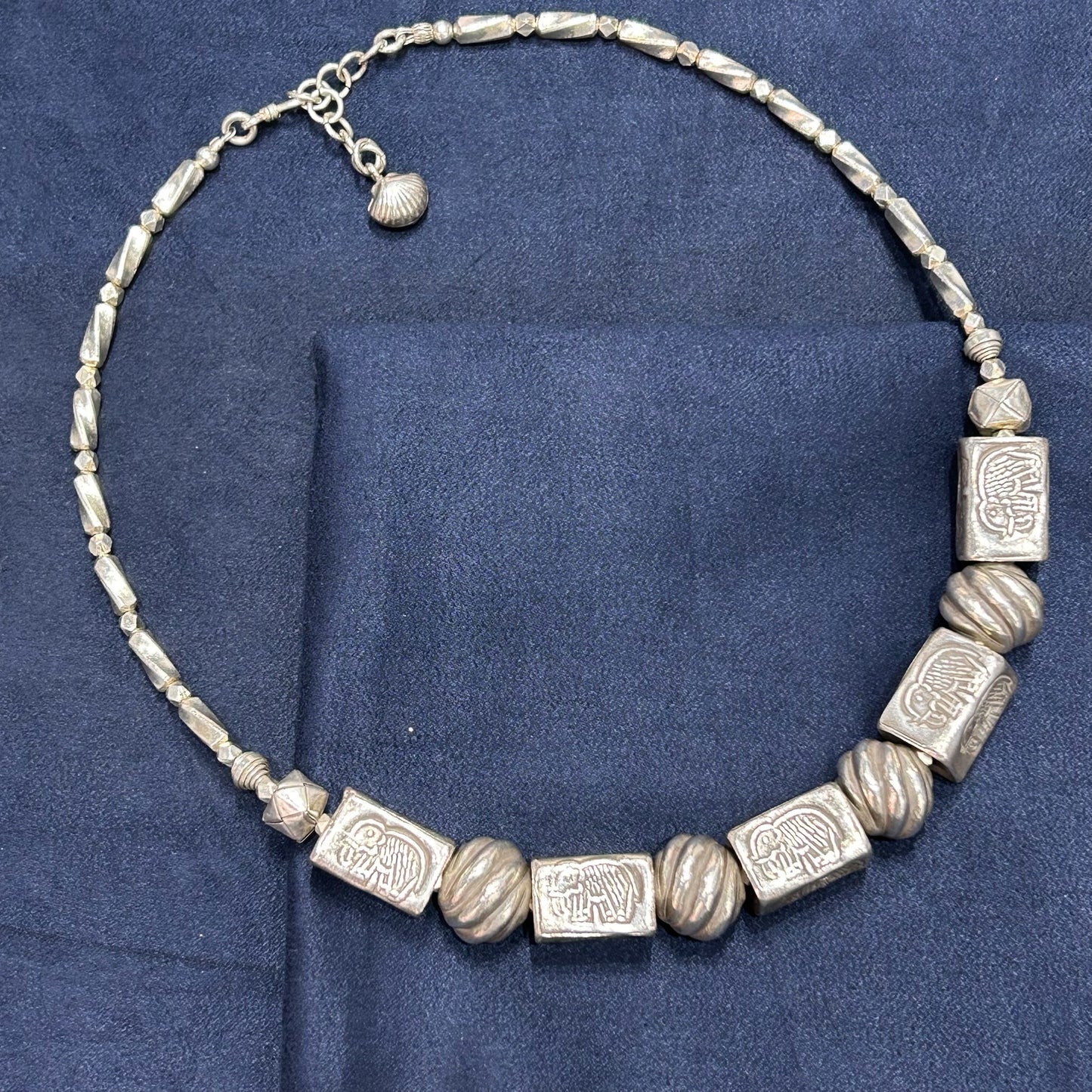 Elephant Engraved Necklace Oxidised