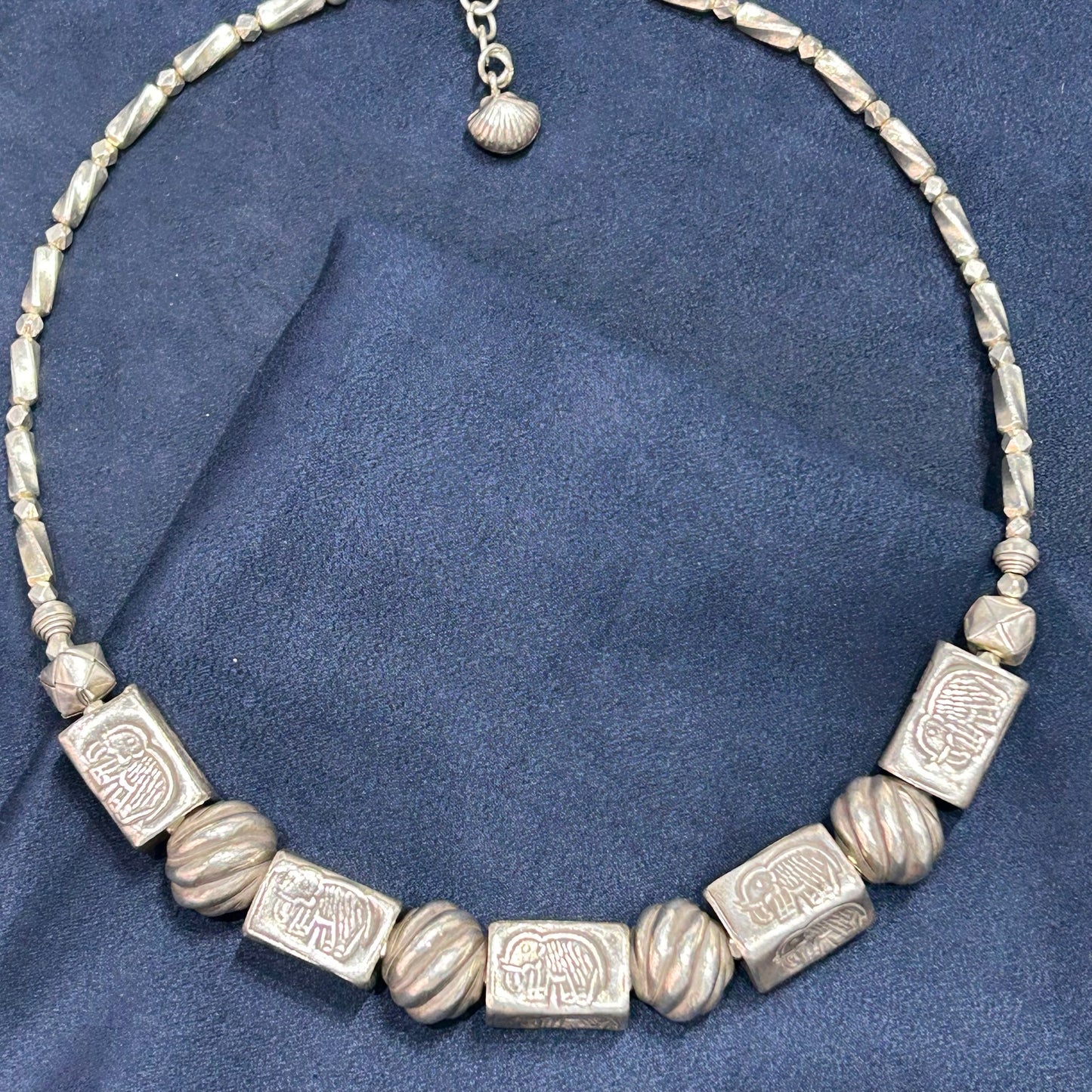 Elephant Engraved Necklace Oxidised
