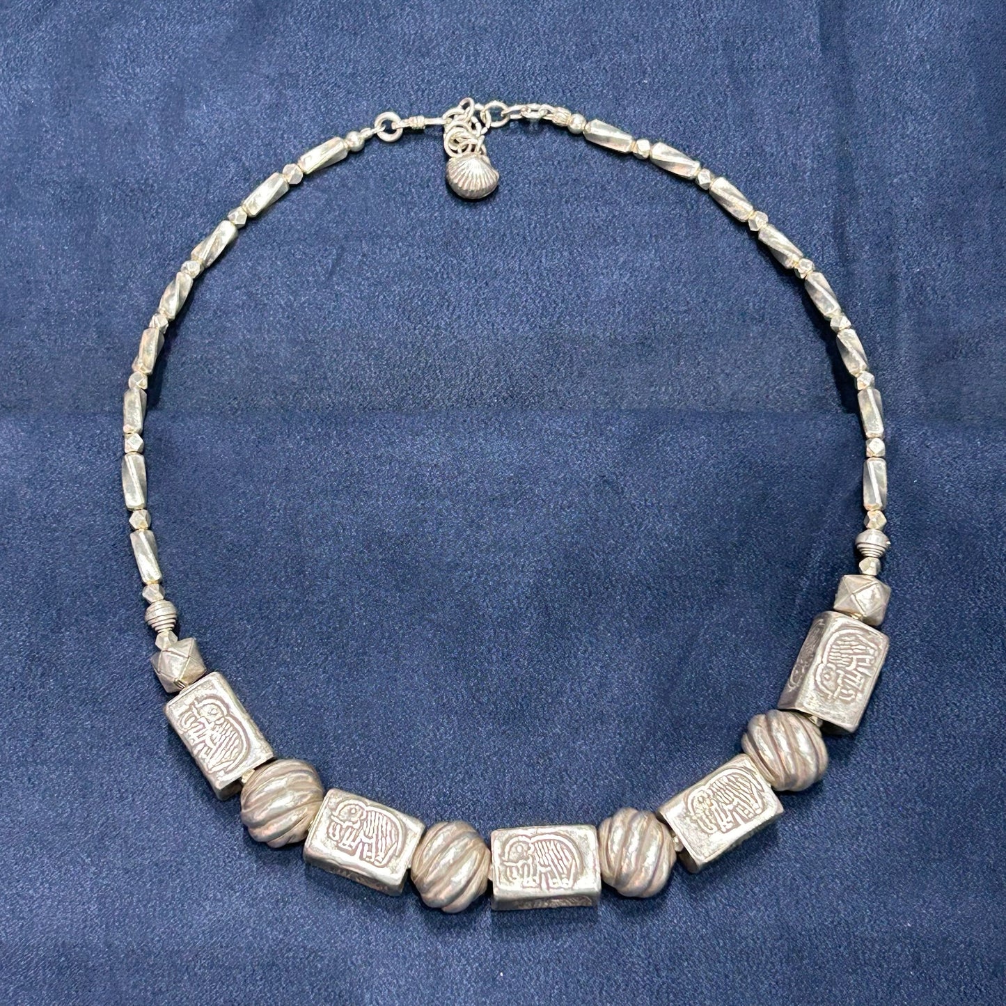 Elephant Engraved Necklace Oxidised