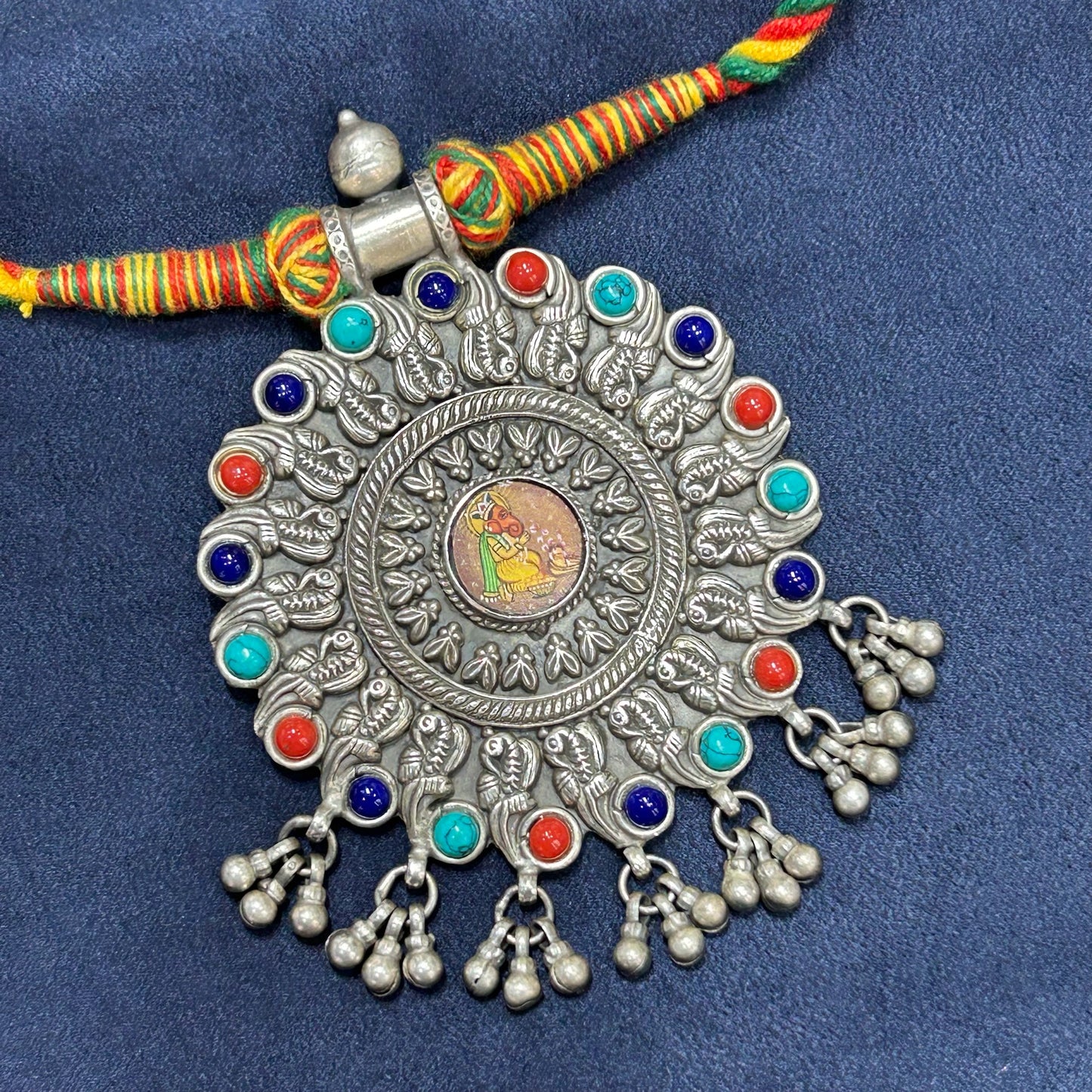 Ganesh Pendant Oxidised Necklace