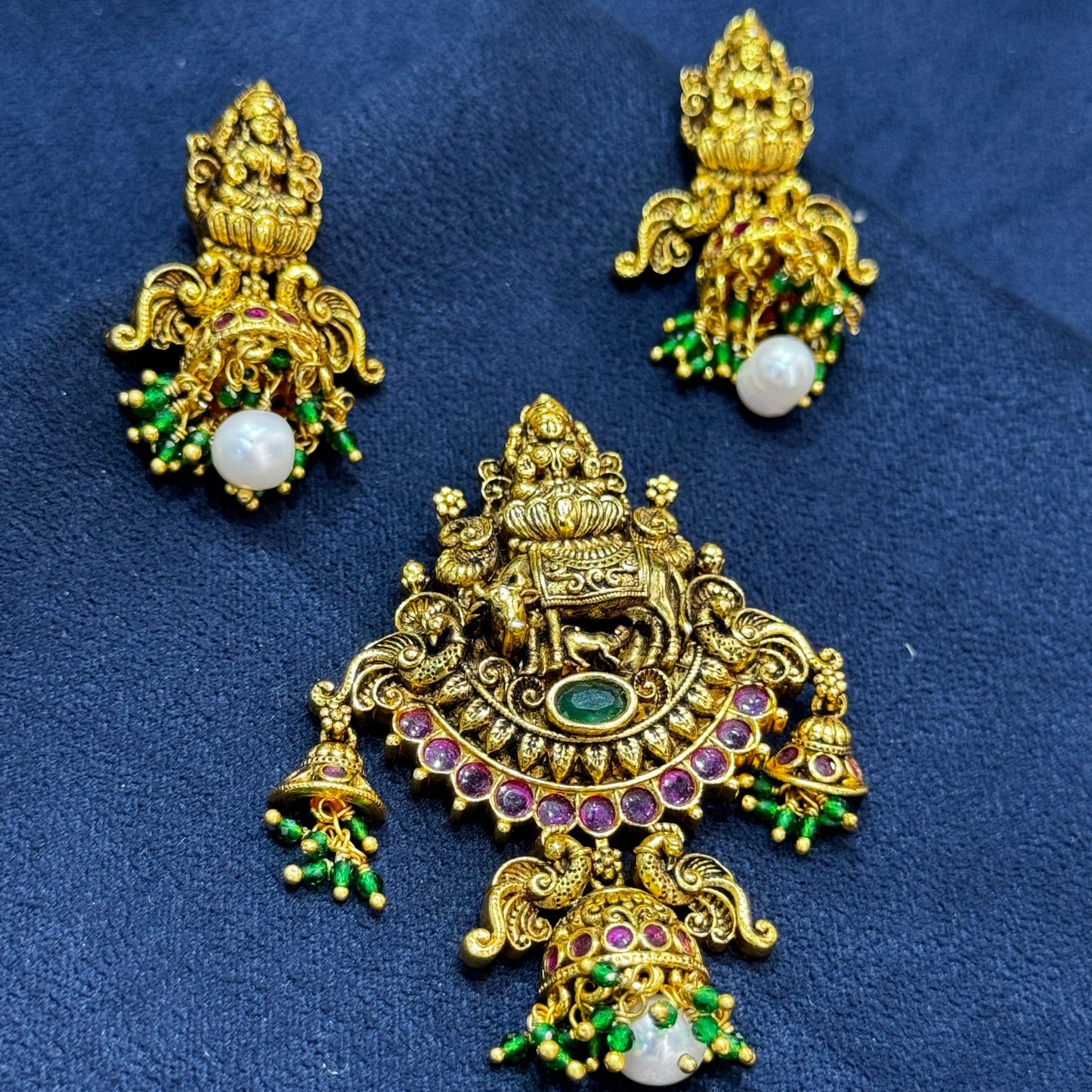 Multicolor Temple Pendant Set