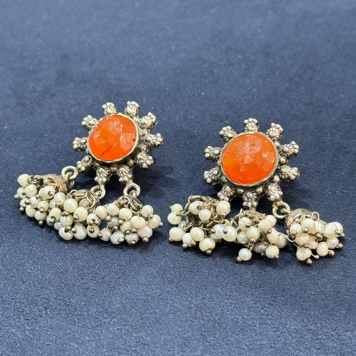 Orange Oxidised Earrings