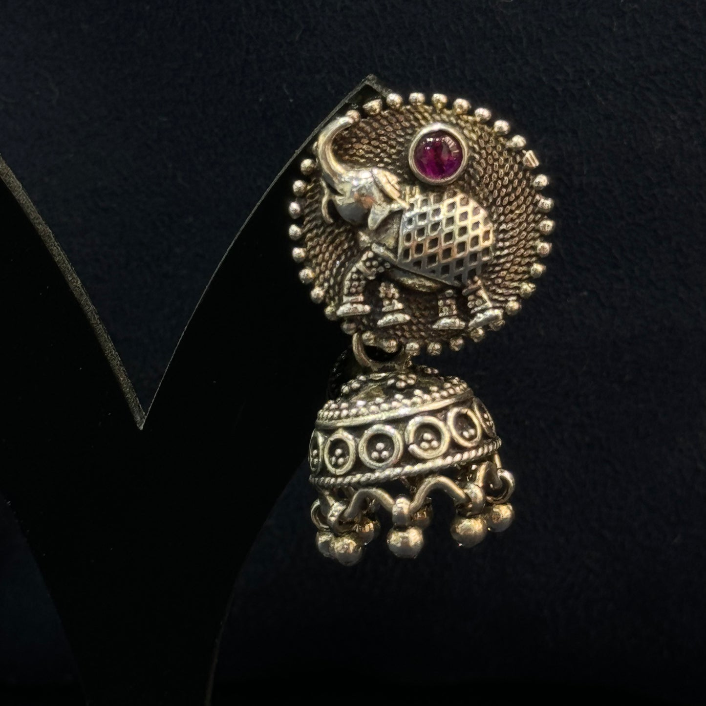 Elephant Oxidised Jhumka Earrings