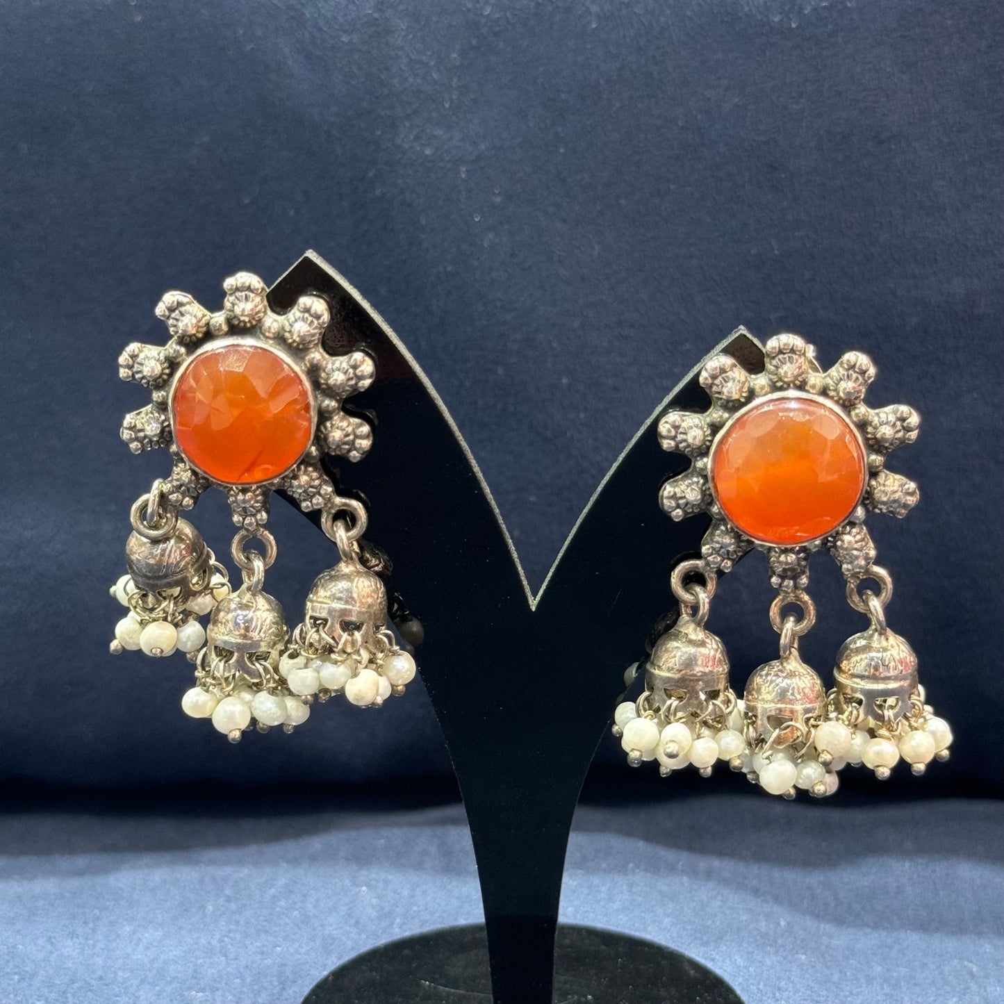 Orange Oxidised Earrings