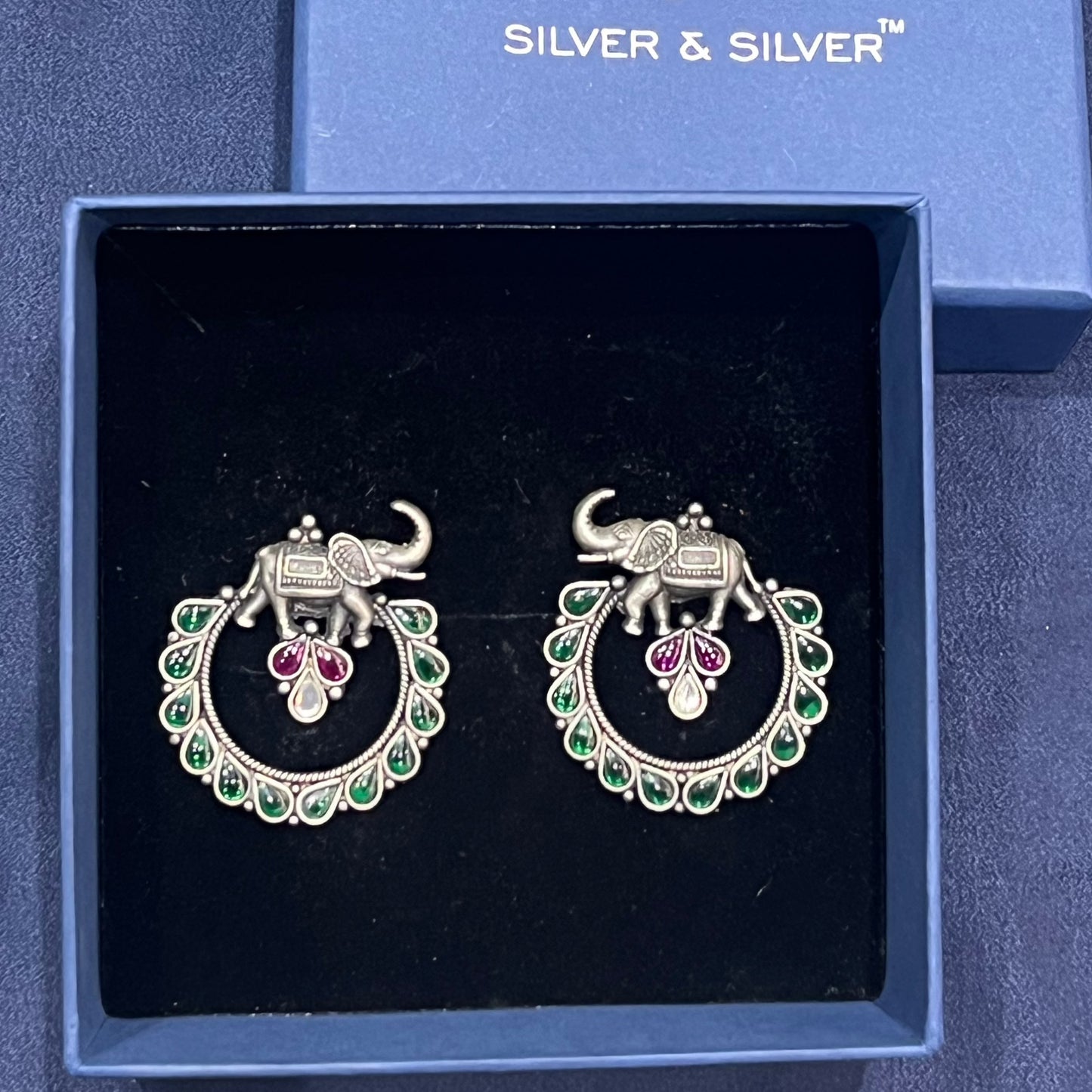 Elephant Motif Oxidised Earring