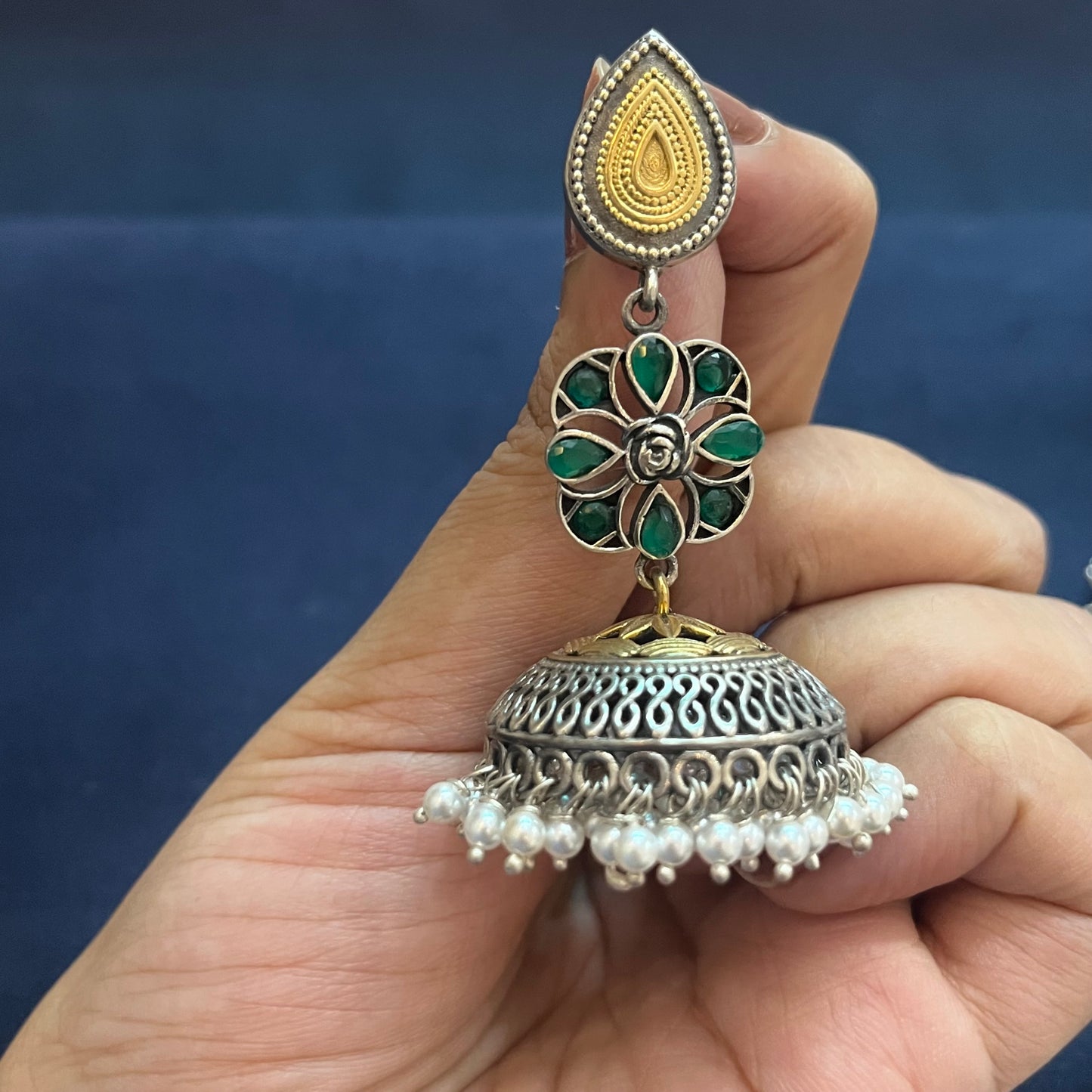 Dual tone Jhumka Earrings