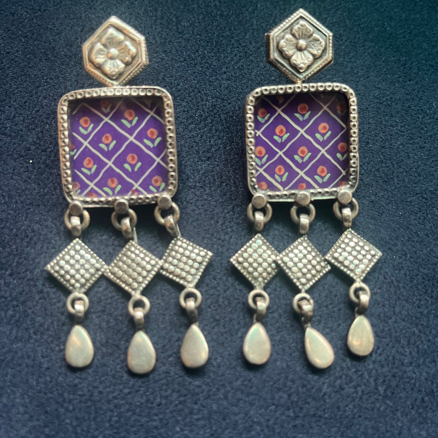 Handpainted Purple Earrings