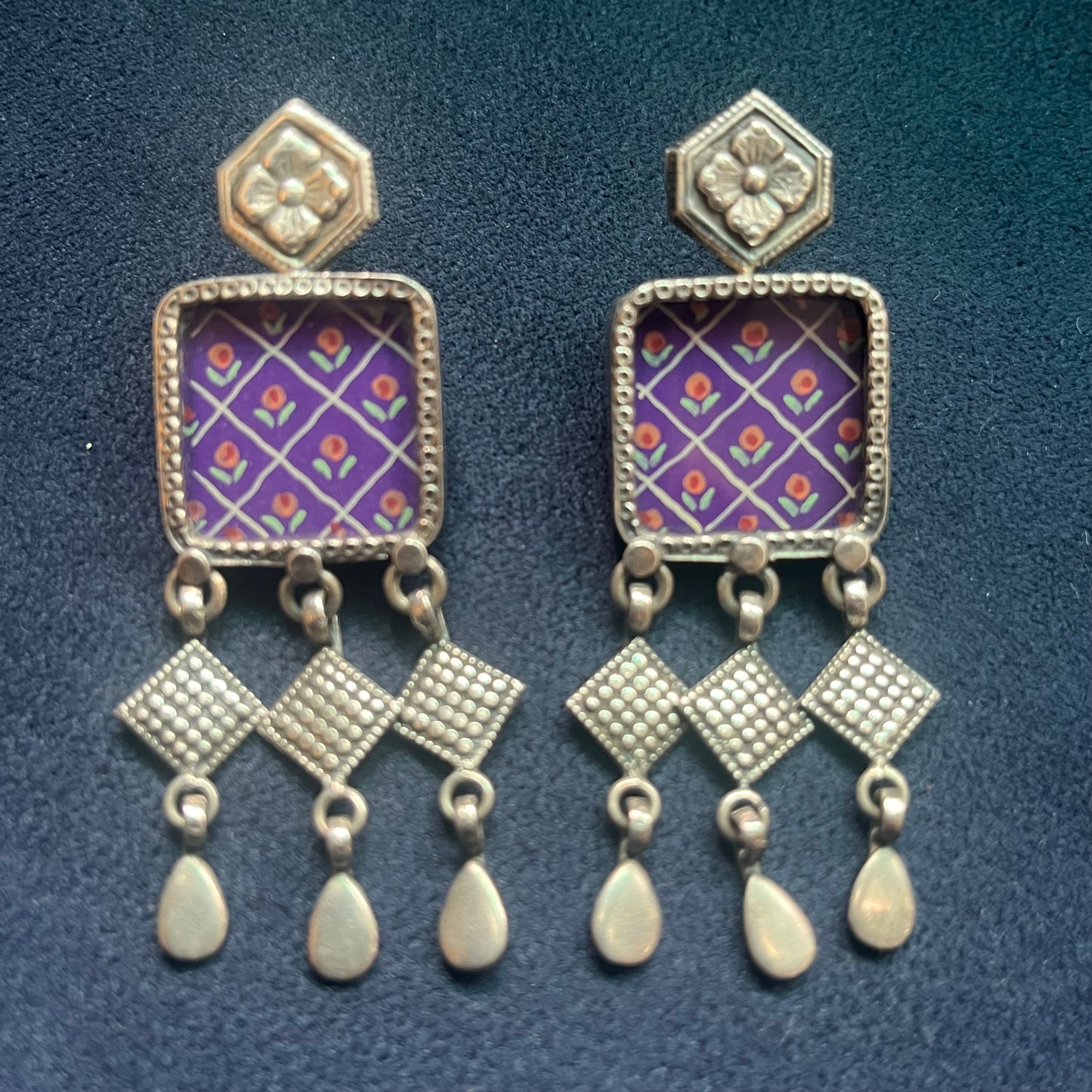Handpainted Purple Earrings
