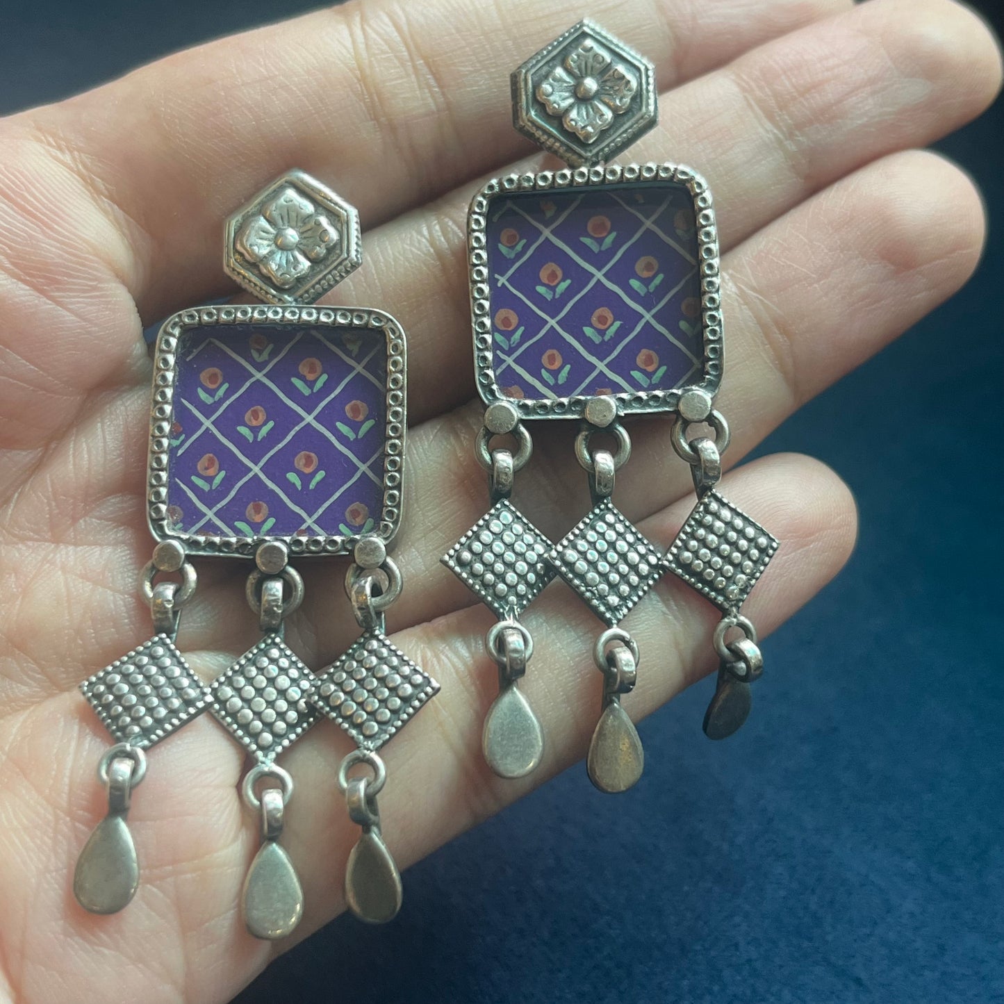Handpainted Purple Earrings
